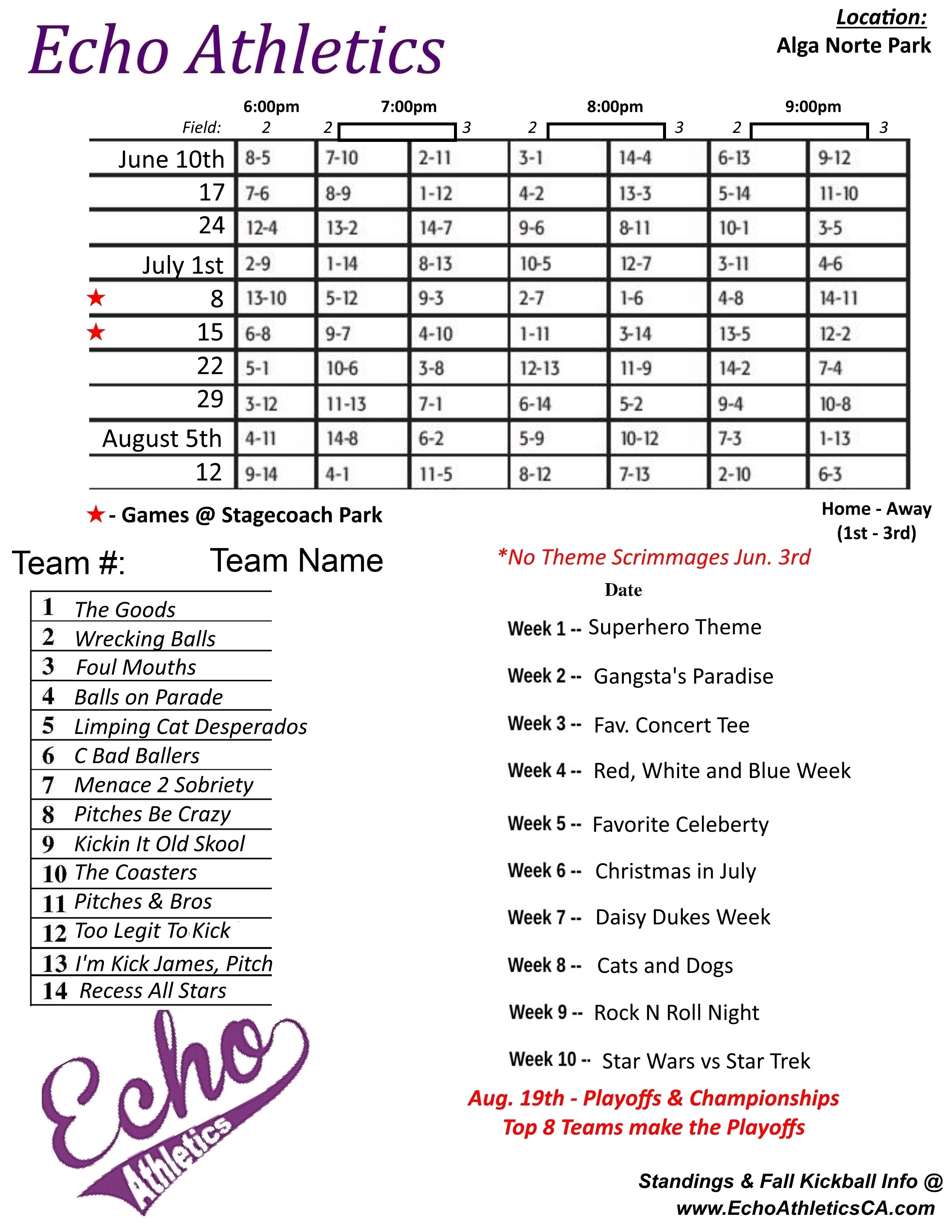 Echo Athletics » Schedules