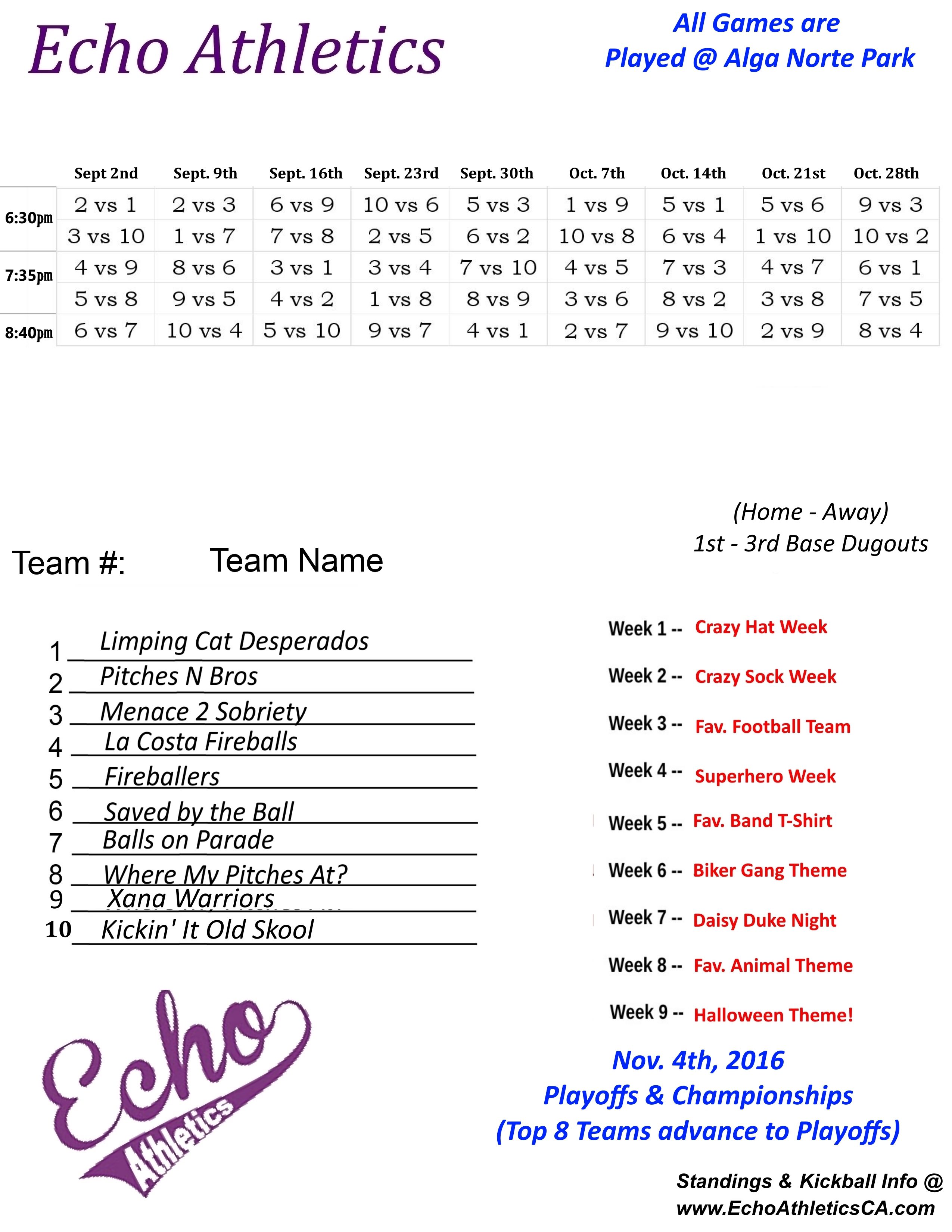 Echo Athletics » Schedules