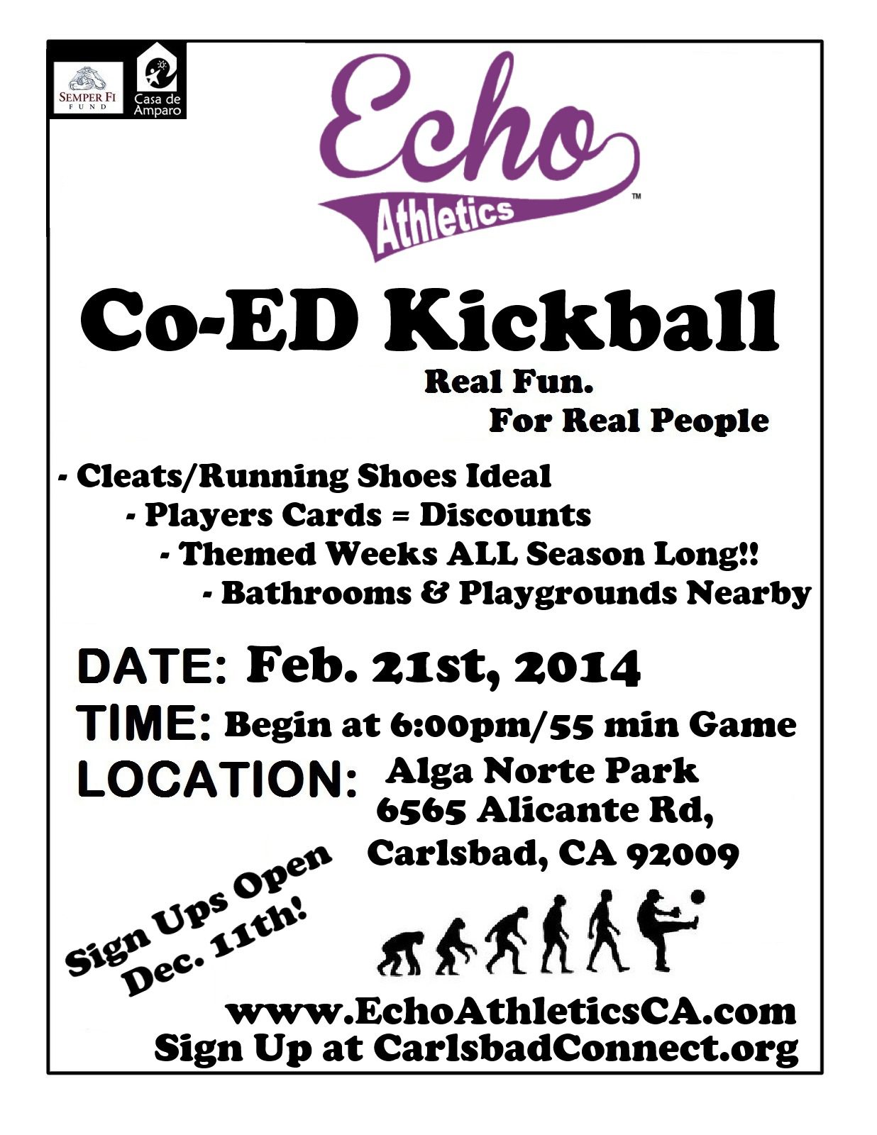 Carlsbad Kickball Flyer Echo Athletics